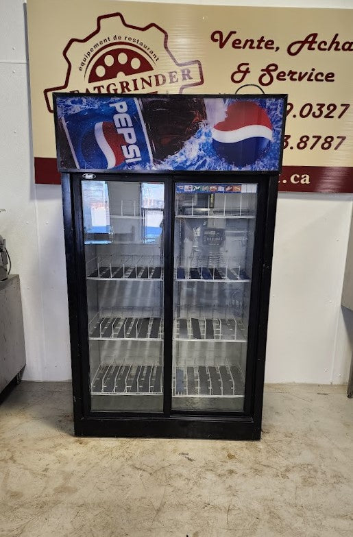 Double glass door refrigerator branded "pepsi"