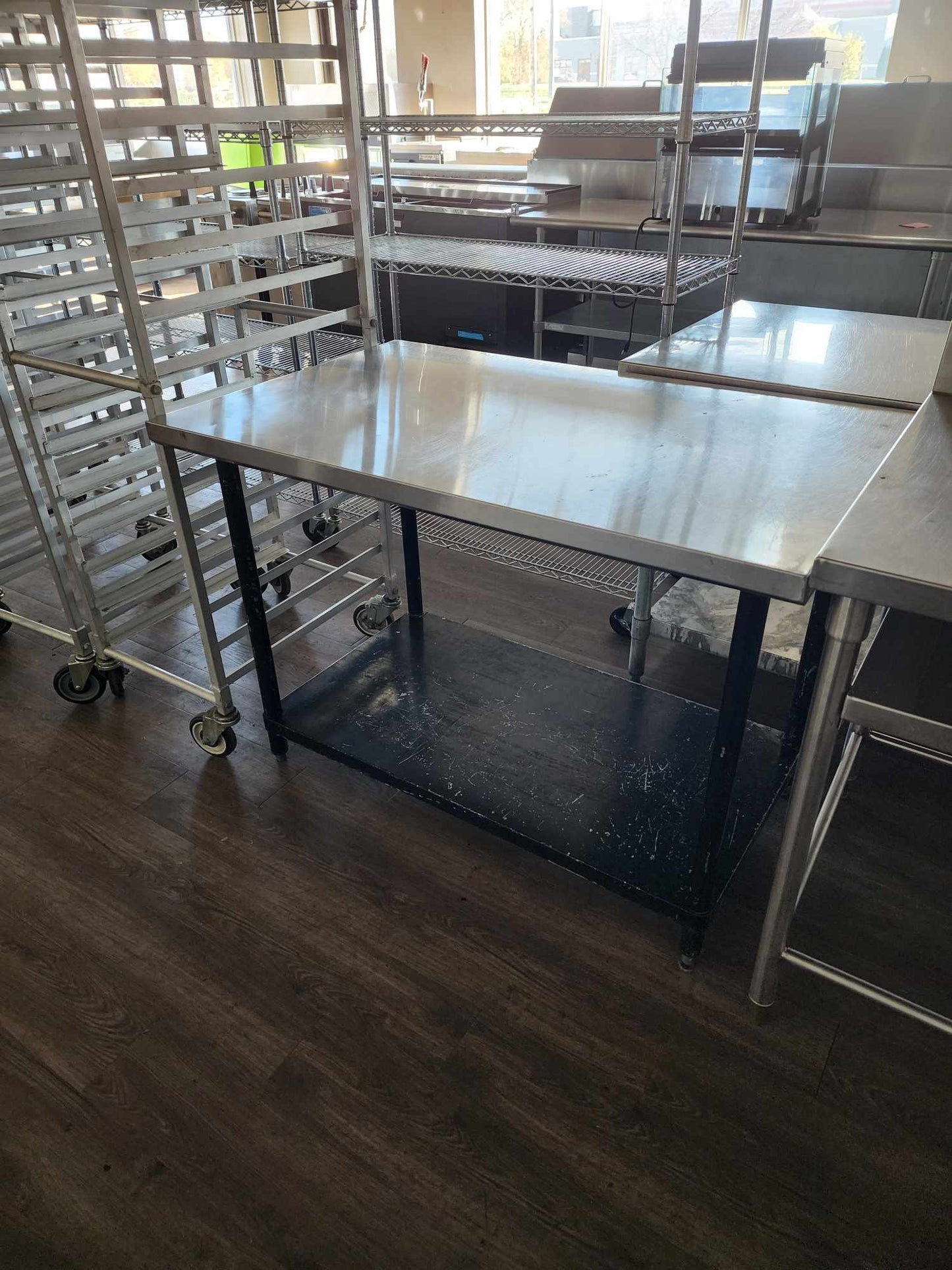 Different kitchen articles, tables, shelves and other price on request